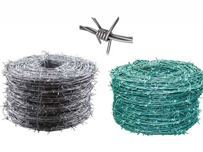 Pvc green color traditional twisted barbed wire with square roll for field fence